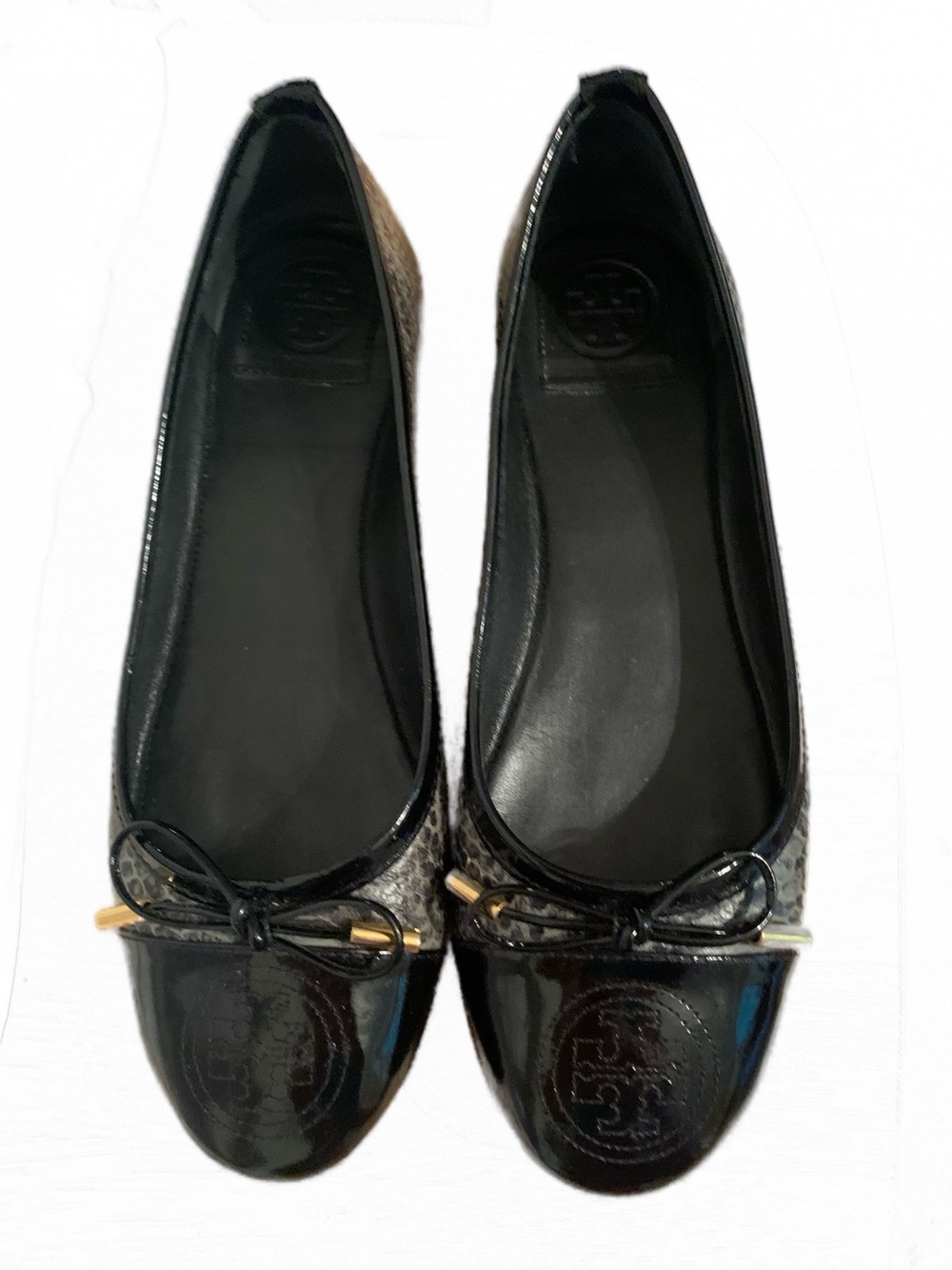Tory Burch Verbena Tribal Snake Print Patent Leather Ballet Flats Sz 7